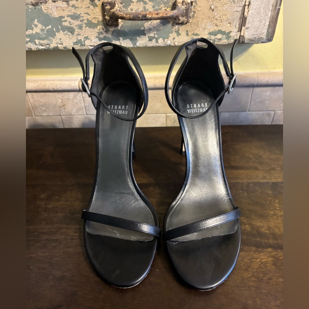 Stuart Weitzman Black Ankle Strap Heels